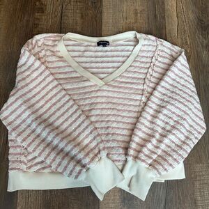 Women's Striped Pink and Cream Sweater